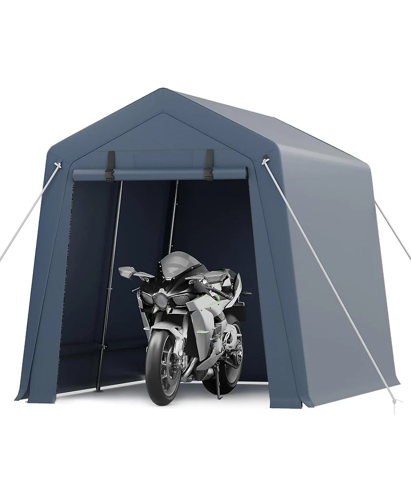 gaomon 7x10 Ft Outdoor Portable Storage Shelter Shed,Heavy Duty Waterproof Tarp,Motorcycle Garage with Roll-up Zipper Door