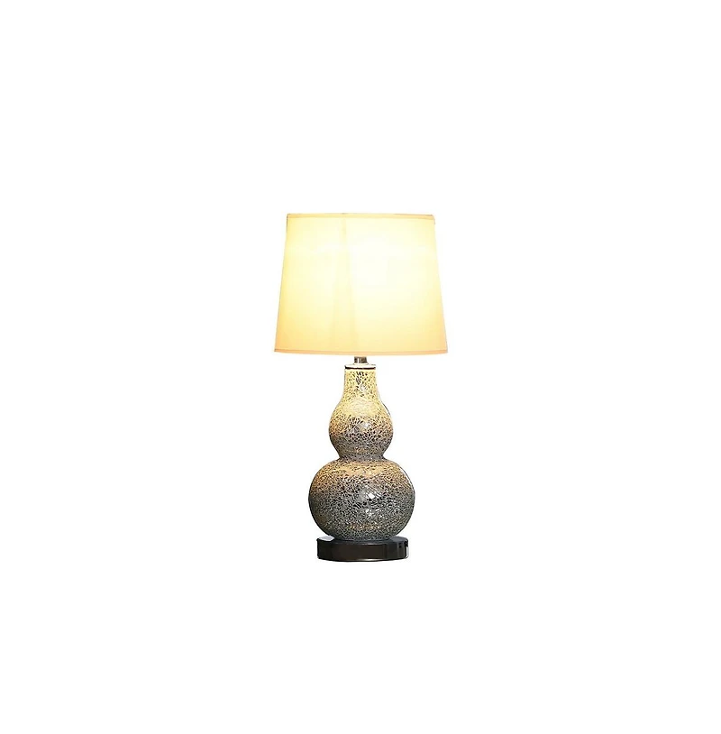 19.5" In Mirror Glass Mosaic Silver Chrome Polyresin Table Lamp
