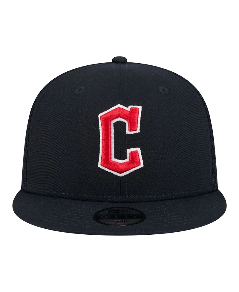 New Era Big Boys and Girls Navy Cleveland Guardians 9FIFTY Trucker Snapback Hat