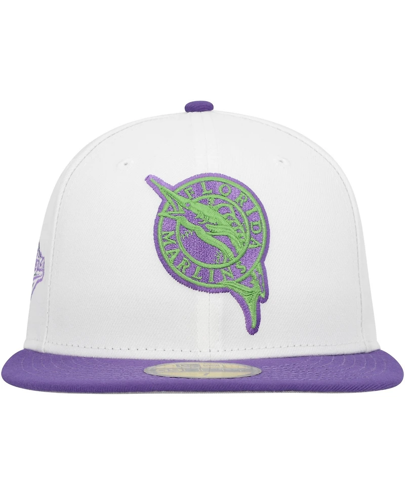 New Era Men's White Florida Marlins Side Patch 59FIFTY Fitted Hat