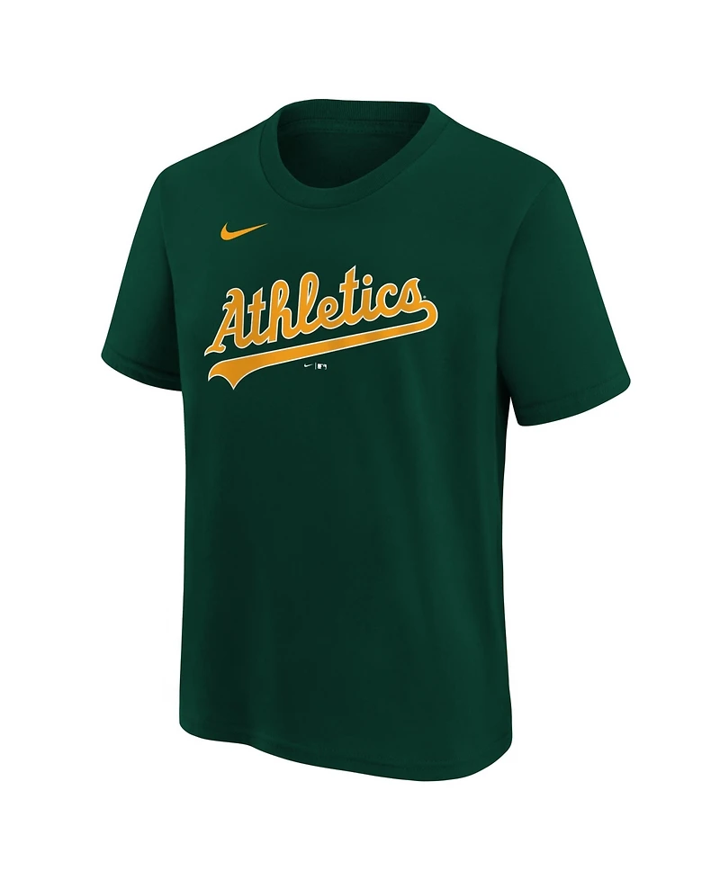Nike Big Boys and Girls Green Athletics Wordmark T-Shirt