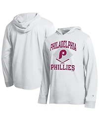 Champion Men's White Philadelphia Phillies Cooperstown Hooded Long-Sleeve T-Shirt