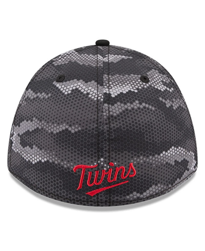 New Era Men's Black Minnesota Twins Camo 39THIRTY A-Frame Flex Hat