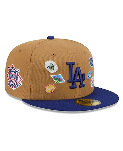 New Era Men's Tan Los Angeles Dodgers Fruit Sticker 59FIFTY Fitted Hat