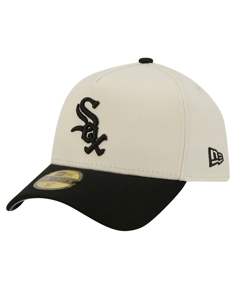 New Era Men's Cream Chicago White Sox Chrome A-Frame 59FORTY Fitted Hat