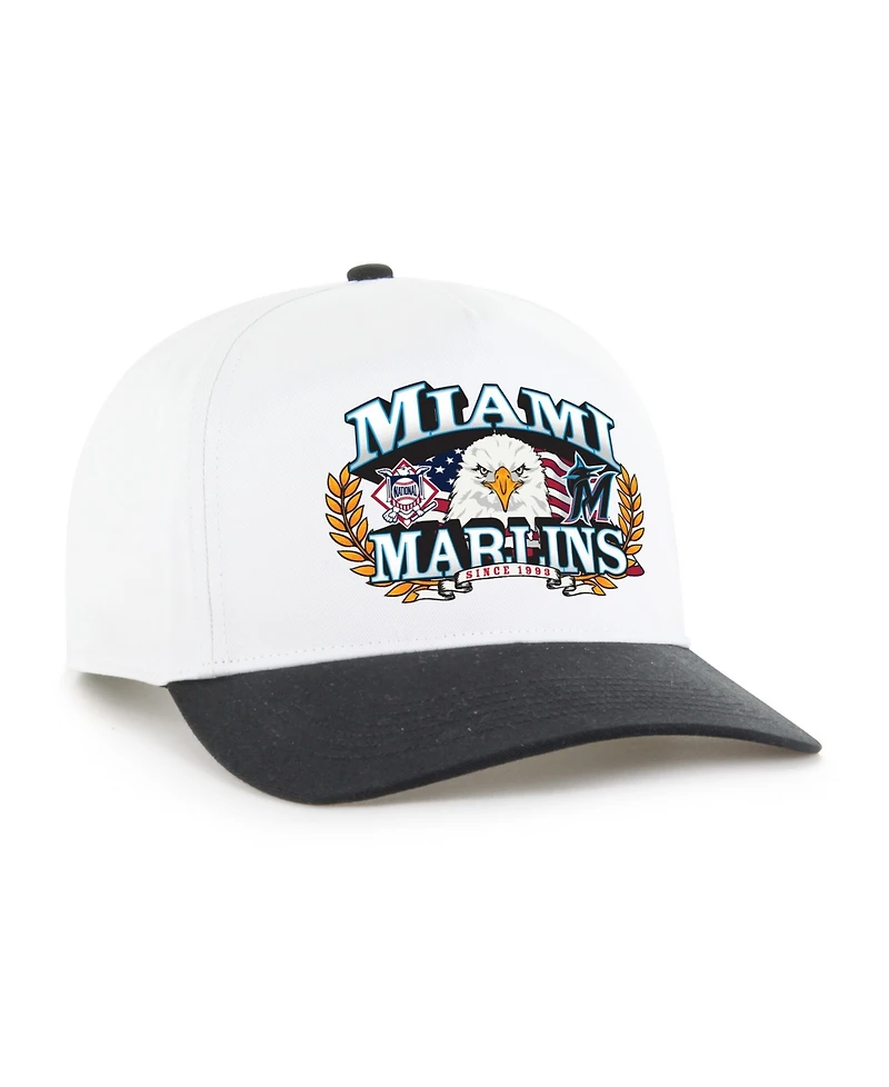 '47 Brand Men's White/Black Miami Marlins Americana Eagle Hitch Adjustable Hat