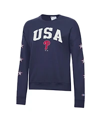 Champion Women's Navy Philadelphia Phillies Americana Fleece Crewneck Sweatshirt