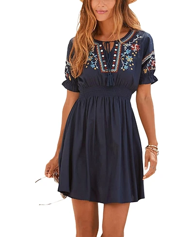 Lascana Women's Embroidered Short Sleeve Dress