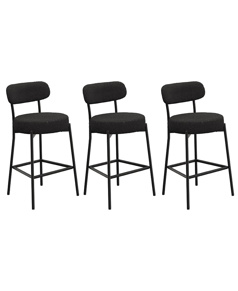 Dyhome 30" Bar Stools Set of 3, Counter Height Chairs with Backrest and Footrest
