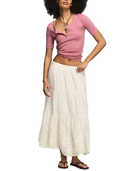Lucky Brand Women's Rib-Knit Scoop Neck Henley Top
