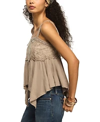 Lucky Brand Women's Eyelet Yoke Square Neck Tank Top