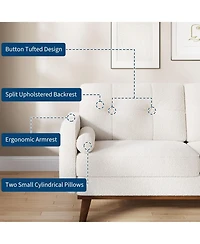 gaomon 65" Mid Century Modern Loveseat Sofa for Small Spaces, 2 Seater Boucle Upholstered Couch with Button Tufted Design and Wood Legs