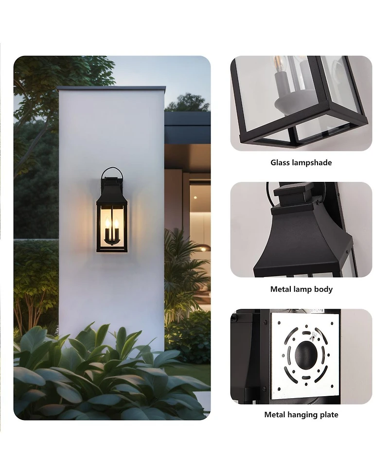 Asagikoiai 2-Pack Large Outdoor Porch Lights, Aluminum Waterproof Garage Lanterns