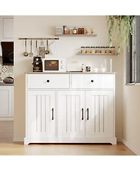 homfan Sideboard Buffet Cabinet with Storage Farmhouse Kitchen Cabinet with Adjustable Shelf and Barn Doors for Living Dining Room
