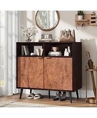 homfan Sideboard Buffet Cabinet with Storage Farmhouse Kitchen Cabinet with Open Shelves for Dining Room, Living Room