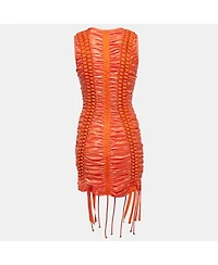 Pre-Owned Balmain Women's Satin Lace Up Ruched Mini Dress
