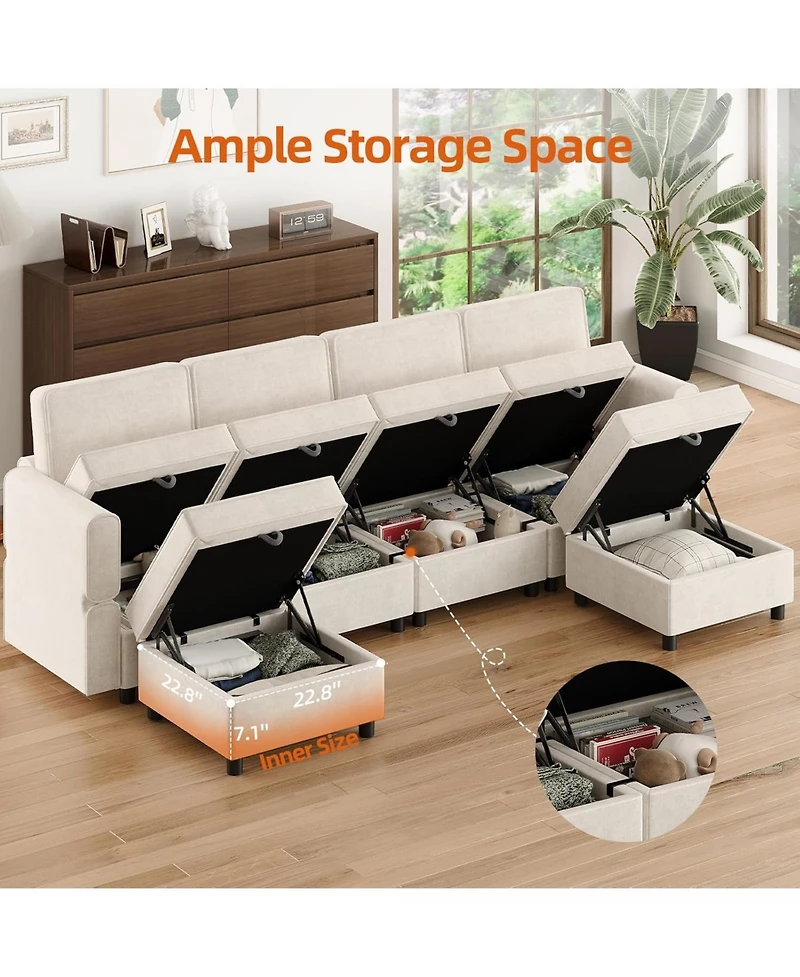 gaomon Oversized Modular Sectional Sofa, Convertible 9 Seater Sofa with Storage Seats, Upholstered Sleeper Couch for Living Room, and Apartments