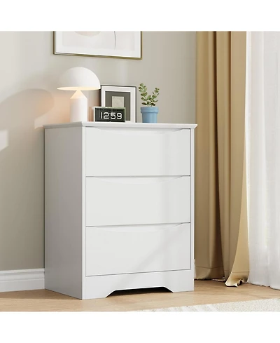 gaomon Wooden Dresser with 3 Drawers, Tall Modern Closet with Deep Storage, Large Chest of Drawers with Wide Top, Long Storage Dresser for Bedroom