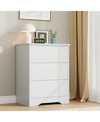 gaomon Wooden Dresser with 3 Drawers, Tall Modern Closet with Deep Storage, Large Chest of Drawers with Wide Top, Long Storage Dresser for Bedroom