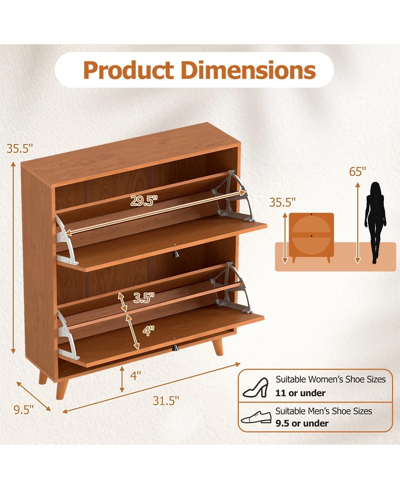 Slickblue Entryway Shoe Cabinet with Adjustable Removable Shelving