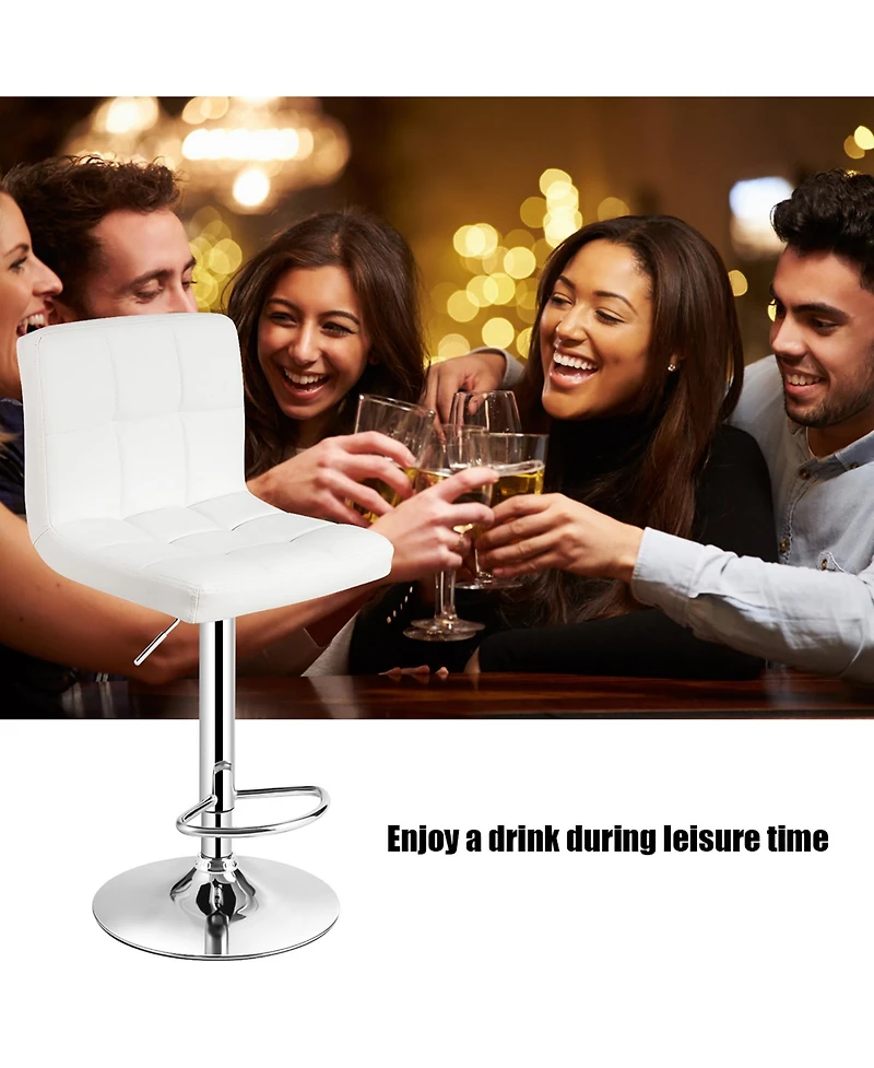 Costway Adjustable Armless Bar Stool Swivel Kitchen Counter Bar Chair Pu Leather Mid Back