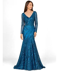 Lara Women's Mermaid Long Sleeve Gown