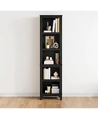 gaomon 71" Tall Farmhouse Bookcase with Adjustable Shelves, 5-Tier Wood Bookshelf, Storage Display Cabinet for Living Room, Home Office