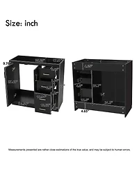 Busdays 36Inch Bathroom Vanity without Top Sink Solid Wood Frame Freestanding Storage Cabinet with 3 Drawers and Soft Closing Doors Basin Not Included