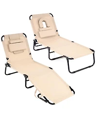 Sugift Face Down Tanning Chair with 3 Removable Pillows and 4-Position Backrest