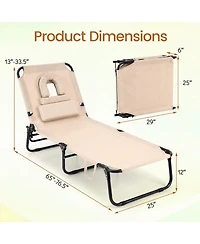 Sugift Face Down Tanning Chair with 3 Removable Pillows and 4-Position Backrest
