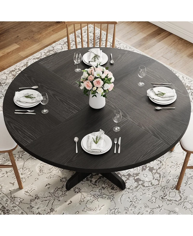 gaomon 47" Round Dining Table, Wood Kitchen Table for 4-6, Farmhouse Style, Table Only