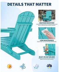 gaomon Hdpe Outdoor Patio Chair, Folding Adirondack Chair Set of 2 for patios, Decks, Gardens, fire Pit, Lake