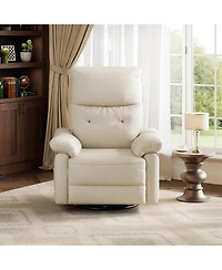 gaomon Power Recliner Chair, 270 Degree Swivel Rocking Glider with Usb Charging Port, Pu Leather Upholstered Fabric and Button Tufted Backrest