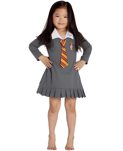 Harry Potter Toddler Girl's (2T-5T) Fleece Hermione Gryffindor Pajama Nightgown Uniform Sleepwear