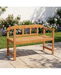 Gymax Outdoor Acacia Wood Garden Bench 2-Seater Loveseat with Backrest Angled Armrests