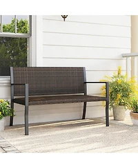 Gymax Patio Wicker Loveseat with Soft Sponge Seat 800 Lbs Heavy Duty Outdoor Bench