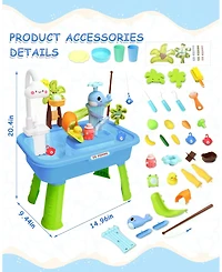 Gnuadz 4-in-1 Electric Water Table Play Sink Running Faucet Sensory Fishing Game
