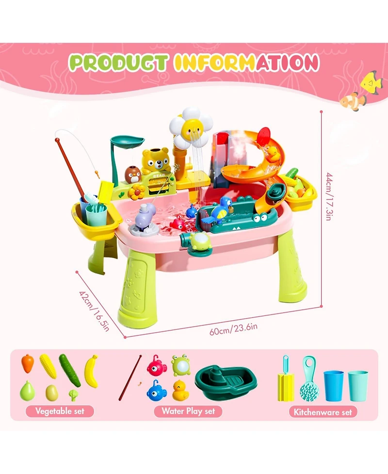 Gnuadz Kids Water Table Pump Kitchen Sink Fishing Play Outdoor Summer Sensory Activity