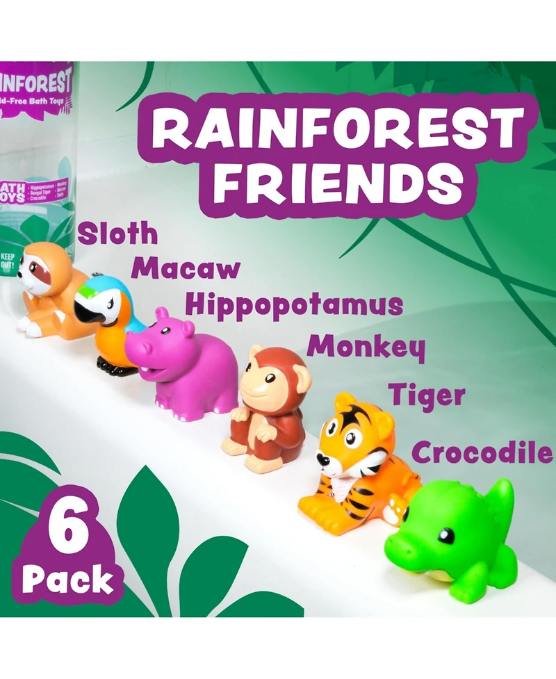 Gnuadz 6 Pack Rainforest Mold Free Bath Toys