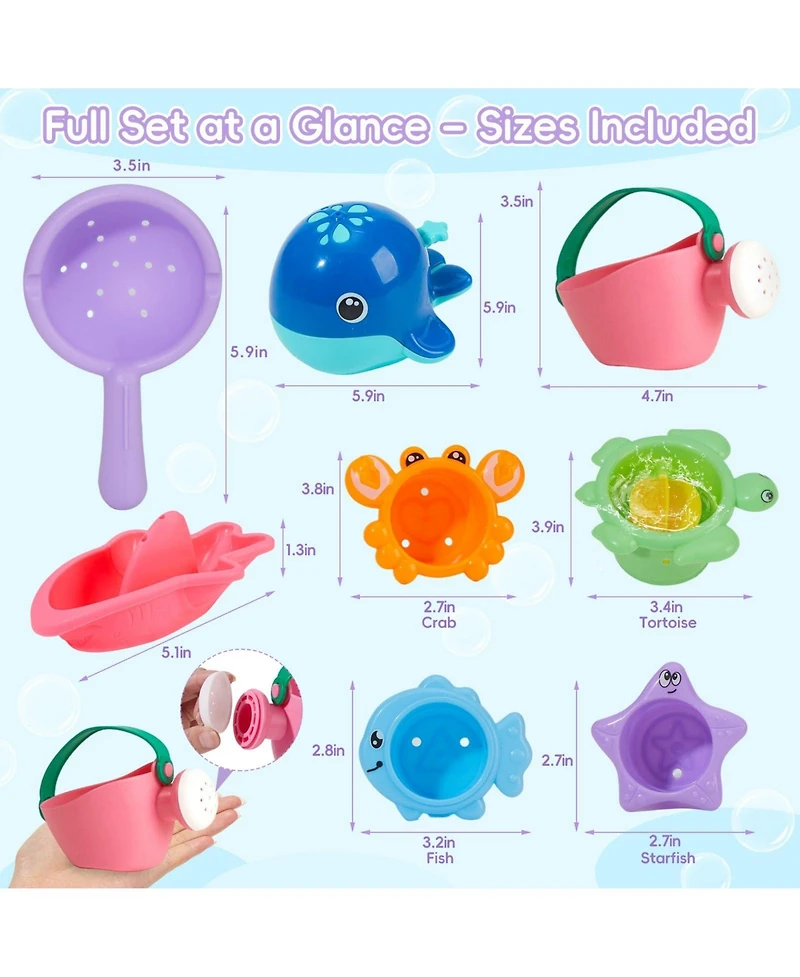 Gnuadz Mold-Free Floating 11-Piece Bath Toy Set