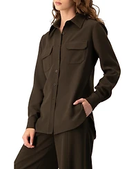 Ivonne Women's Structured Military Inspired Shirt Jacket
