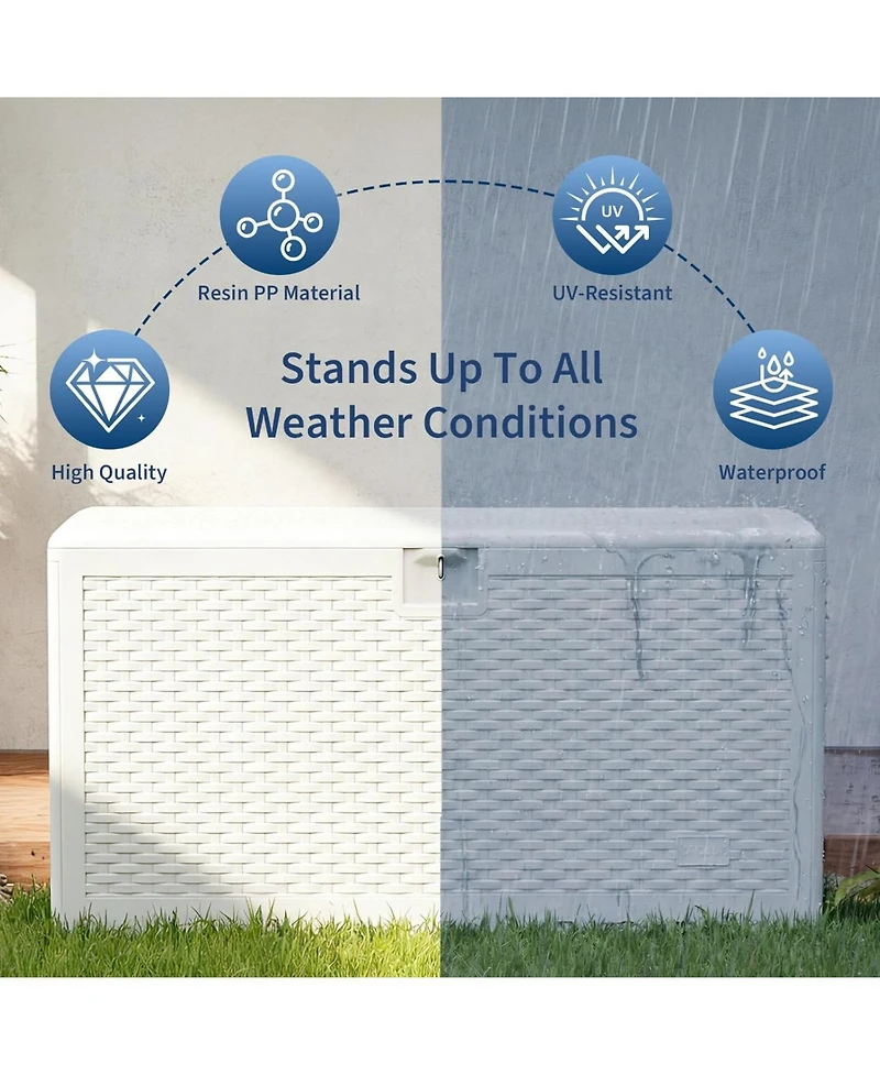 gaomon 73 Gallon Blow-Molded Lockable Deck Box, Waterproof Uv-Resistant Outdoor Storage – Patio Bench for Cushions, Garden Tools and Pool Accessories