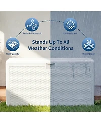 gaomon 73 Gallon Blow-Molded Lockable Deck Box, Waterproof Uv-Resistant Outdoor Storage – Patio Bench for Cushions, Garden Tools and Pool Accessories