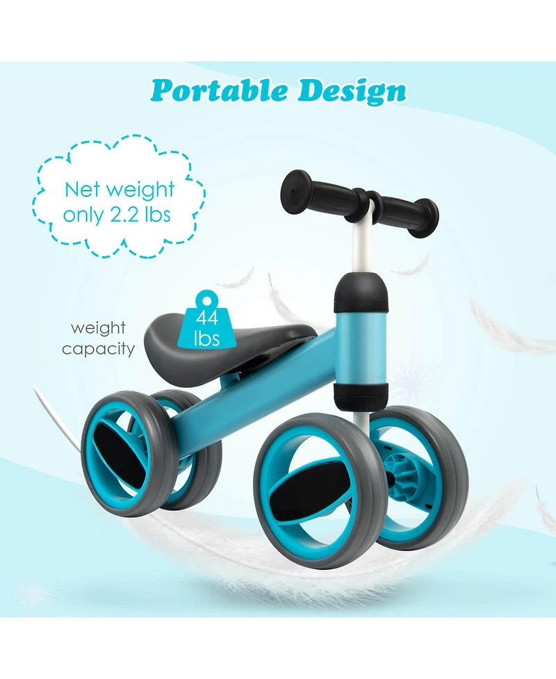 Slickblue 4 Wheels Baby Balance Bike Toy-Pink