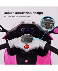 Yobtop 12V Kids Electric Motorcycle - 3-Wheel Battery Powered Ride On Motorbike, Rechargeable, Light-Up Wheels, Children Car