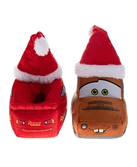 Disney Cars Christmas Slippers Boys' Lightning McQueen Mater Cozy Warm Holiday Theme Soft Plush (Toddler Sizes 5-10/ Little Kid 11-1