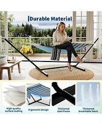 homfan 2 Person Hammock with Adjustable Steel Frame – Portable Outdoor Hammock Supports Up to 450 Lbs for Patio, Garden, Backyard or Beach Rest