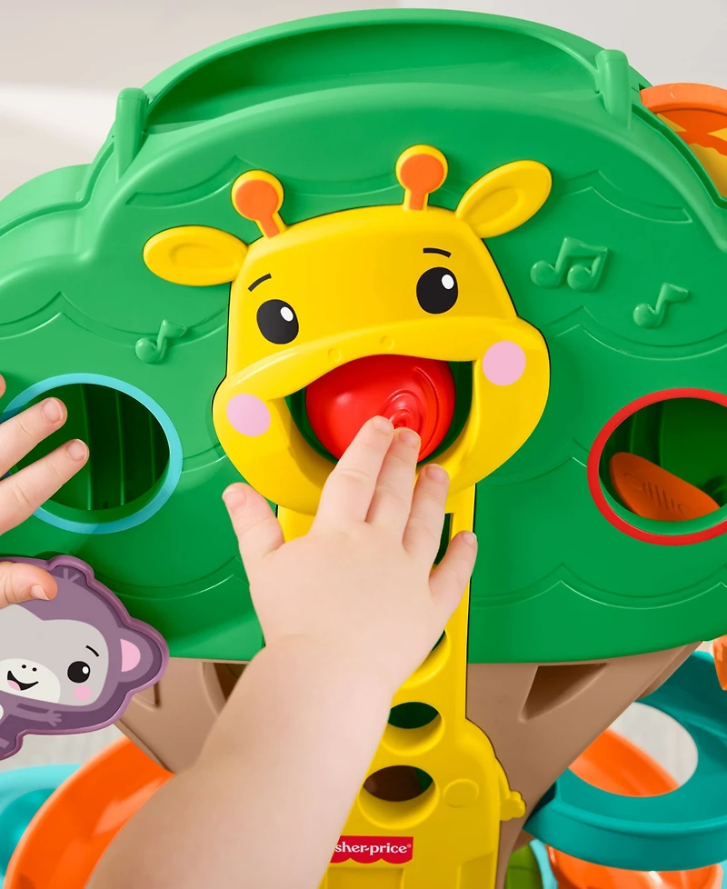 Fisher Price Baby to Toddler Sit-To-Stand Jungle Tree Musical 6-Ball Drop Activity Center, Ages 6 months+
