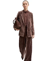 Emme Marella Women's Single-Breasted Lapel Collar Stretch Velvet Blazer