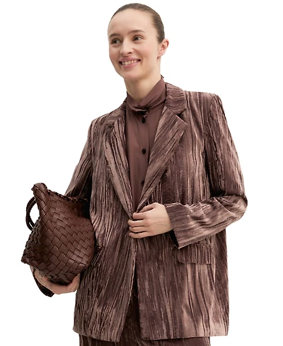 Emme Marella Women's Single-Breasted Lapel Collar Stretch Velvet Blazer